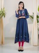 A-Line Soft Cotton Kurti In Blue Color